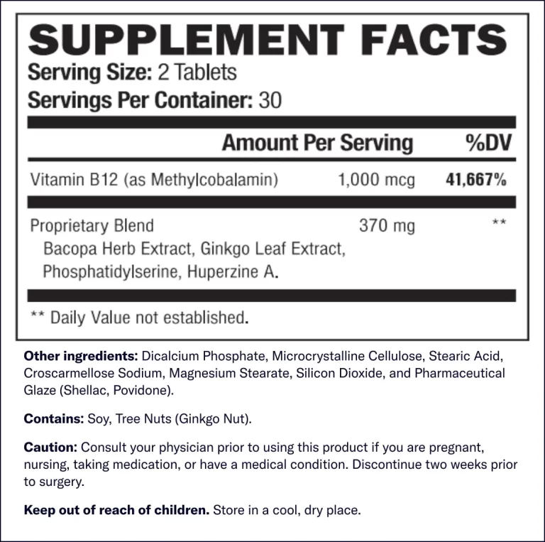 Youthful Brain supplement facts